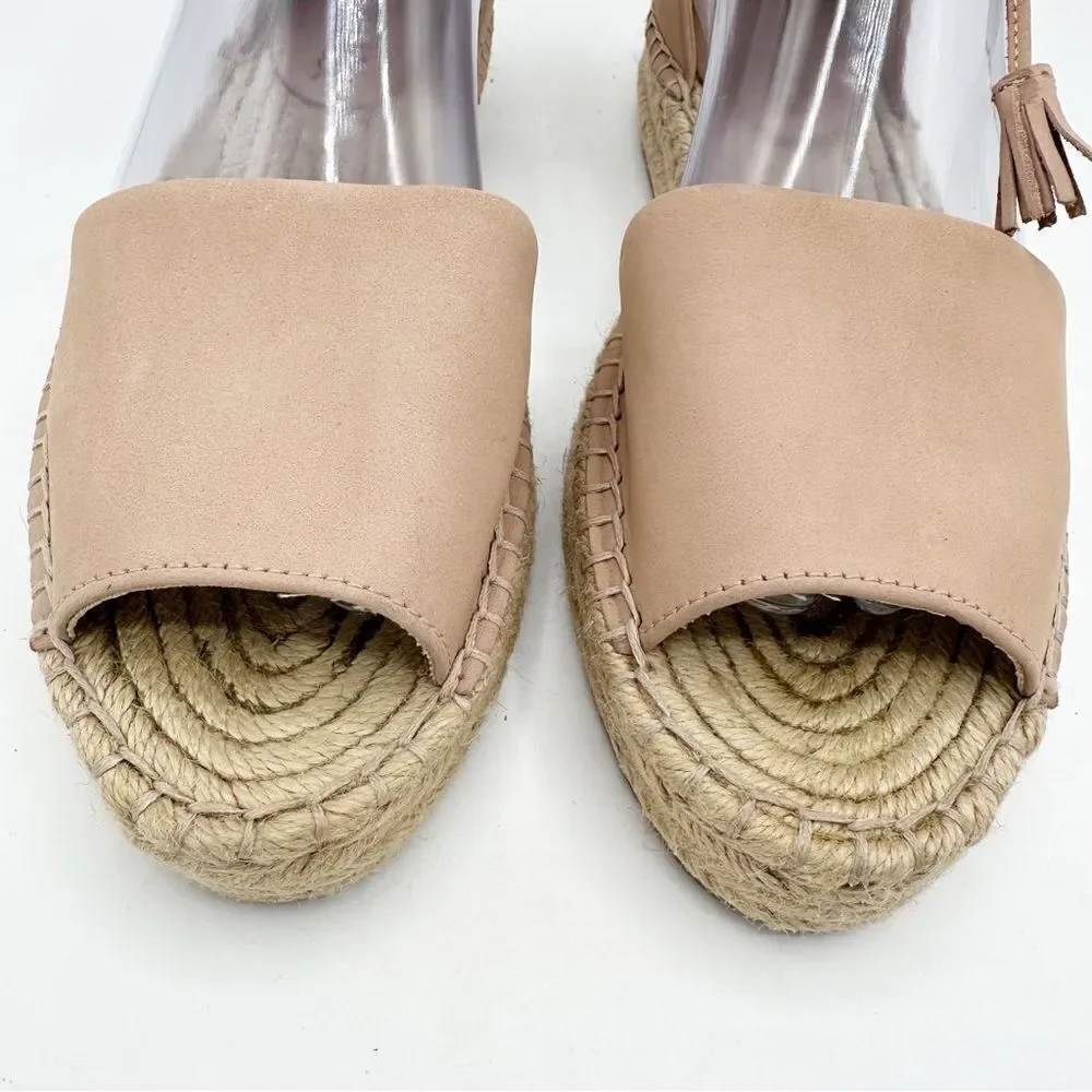 Splendid Women's Edna Ankle Tie‎ Blush Nubuck Suede Espadrille Sandals Size 8M